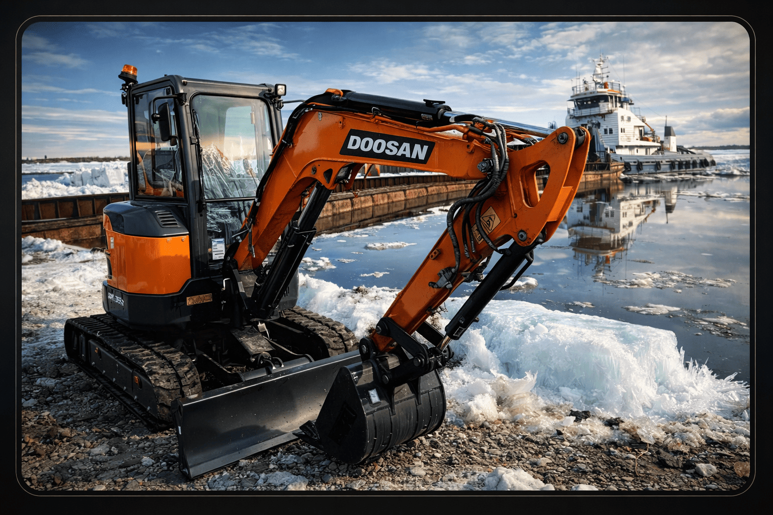 Миниэкскаватор Doosan DX35Z в работе — аренда Промтех Норильск